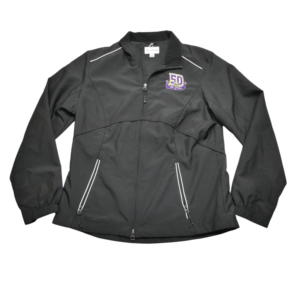 Minnesota Vikings Jacket Womens Medium‎ Black NFL Football Cutter & Buck WindTec
